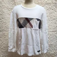 ブラックレーベルクレストブリッジ　長袖カットソー　チェック柄　白　LL