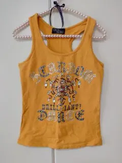 CECILMcBee オレンジ ストーン装飾 タンクトップ