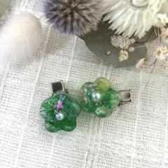 No.347 ミニヘアクリップ2個セット 金具シルバー