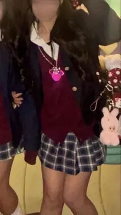 制服　カーディガン　ワインレッド　赤　L