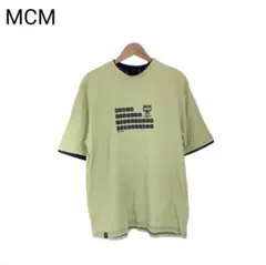 MCM　プリント　デカロゴ　半袖　グリーン　リンガーTシャツ　丸首　XLのサムネイル