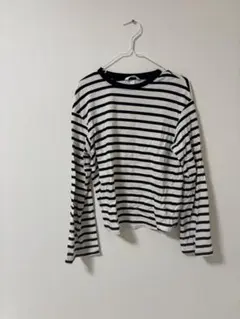 ストライプ 長袖Tシャツ 白と黒