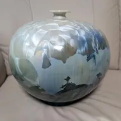 青松窯　結晶釉　壺　花瓶　フラワーベース