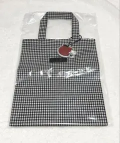 ファミリア トートバッグ ギンガムチェック 黒 長方形 新品 familiar