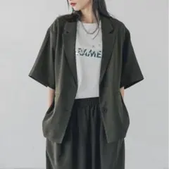 ローリーズファームホップサックジャケットSS 半袖　チャコールグレー