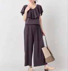 IENA イエナ ラッフルデザイン オールインワン　コットン　パープル　Sのサムネイル