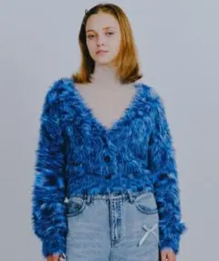FOREVER21　フワフワシャギー2WAYニットプルオーバー　ブルー　カーデ