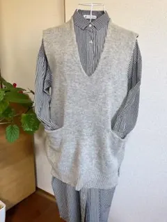SO ✳︎グレー ポケット付ウールニットベスト ペイトブルームガーデン