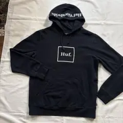 HUF ボックスロゴ プルオーバーパーカー フーデイ　ブラックMサイズ美品