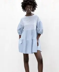 ZARA カットワーク刺繍ワンピース チュニック