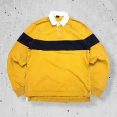 00sOLDGAPギャップラガーシャツポロシャツ長袖イエロー紺ヴィンテージ古着M
