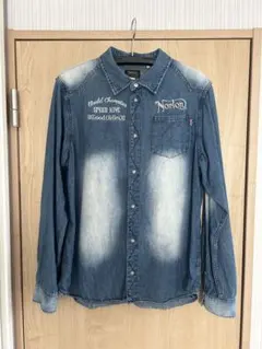 【値下げ相談可】Norton デニムシャツ 刺繍 バックプリント used加工