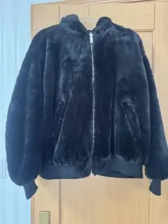 ZARA フード付きブラックファーコート リバーシブル ブラック Sサイズ