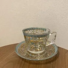 ガラスティーカップとソーサーセット　トルコガラスカップ　美品‼︎