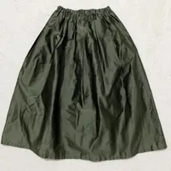 美品 IENA フレア ロング タフタ ギャザー スカート 36 S 光沢 緑のサムネイル