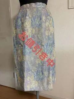 花柄タイトスカート 表地麻50%レーヨン50% 裏地キュプラ