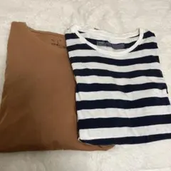 無印良品 長袖 Tシャツ ボーダー 無地 2枚 まとめ売り