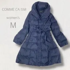 COMME CA ISM ダウンコート M ネイビー ウエスト 着痩せ 防寒