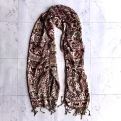 美品 パシュミナ 200x70 カシミヤ100 大判ストール ショール ひざ掛け