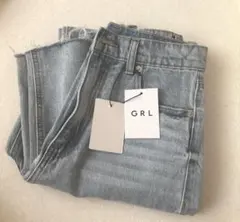 【GRL】 フリンジヘムセミフレアデニムパンツ