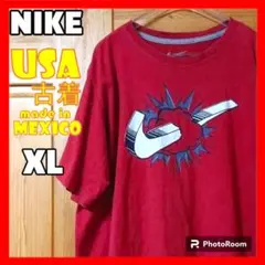 USA 古着 NIKE ナイキ Tシャツ メキシコ製 ビッグロゴ レッド XL