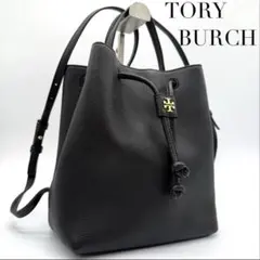 トリーバーチ レザー本革 2way ハンドリュッ クサック 黒ロゴゴールド