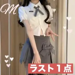 セットアップ りぼん コスプレ ミニスカパン M 地雷系 韓国 おそろコーデ