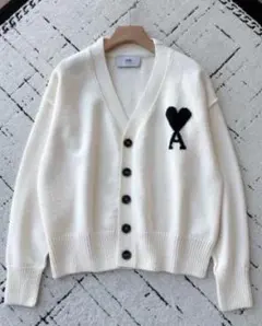 AMI PARIS Vネックカーディガンハート刺繍 M