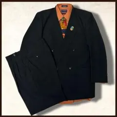 ◎90s Vintage ダブルセットアップ ブラック L 石ブローチモード