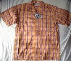 新品 ネブnev 半袖シャツ オレンジ系色チェック柄 L 綿100% サーフィン