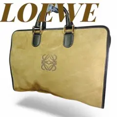 LOEWE ロエベ スエード ビジネスバッグ アナグラム型押し ゴールド金具のサムネイル