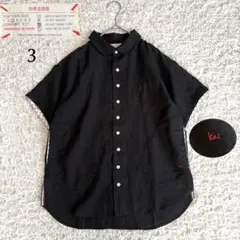 美品✨快晴堂 リネン100%ワイドフレンチ ブラウス　シャツ　サイズ3 日本製のサムネイル