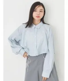 earth music&ecology ドロストヘムショートシャツ　ストライプ