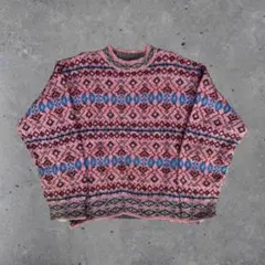 Henry Cotton’s 総柄 ニット ピンク ウール 短丈 90sのサムネイル