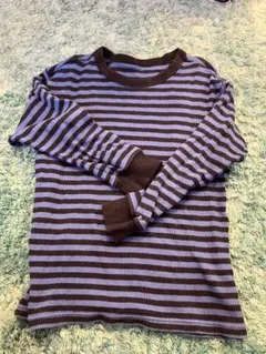 120cm 紫と茶色のストライプ 長袖カットソー