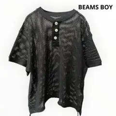 BEAMS BOY メッシュ ヘンリーネックTシャツ シアー レイヤード