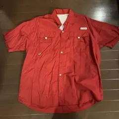 Columbia レッド 半袖ワークシャツ