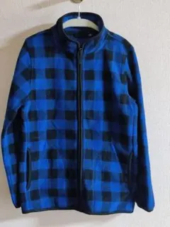 キッズ UNIQLO フリースジャケット ブルー&ブラック チェック☆140