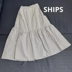 ストライプ柄 フレアスカート ロング丈　シップス　カラーズ　SHIPS
