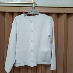白 ノーカラー上着