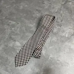 Retro check design silk white neck tieのサムネイル