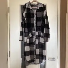 チェック柄ロングコート