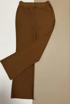 GU ブラウン ワイドパンツ サイドスリット