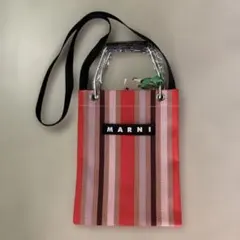 ストライプ メッシュショルダーバッグレッド系最終☆のサムネイル
