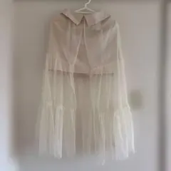 MAJESTIC LEGON アイボリー シースルー フレアロングスカート