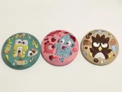 刺繍缶バッジ ばつ丸 けろっぴ ハンギョドン