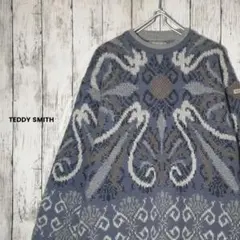 TEDDY SMITH テディスミス  肉厚 高級総柄ジャガードニット M