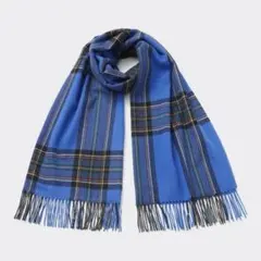 【新品】GU ソフトウォームストール　チェック　ブルー　大判ストール
