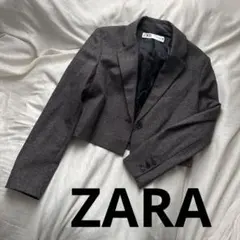 ZARA ショート クロップドジャケット グレンチェック XS