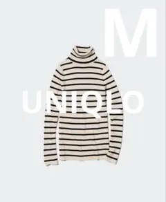 ユニクロ メリノリブタートルネックセーター ボーダー　M